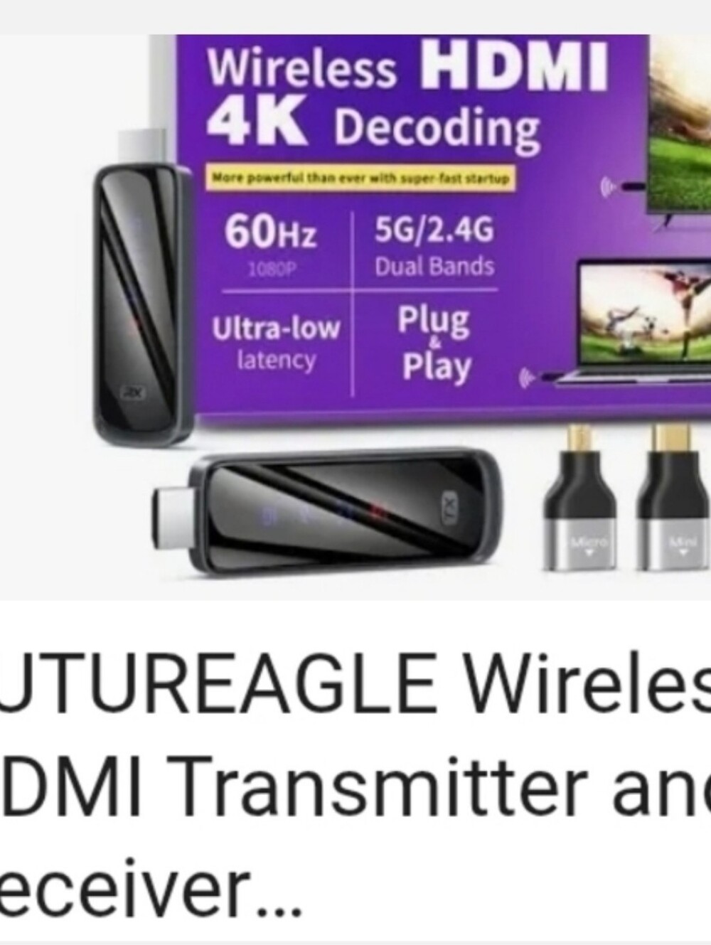 FUTUREEAGLE Wireless HDMI 4K  5G Decoder - Black